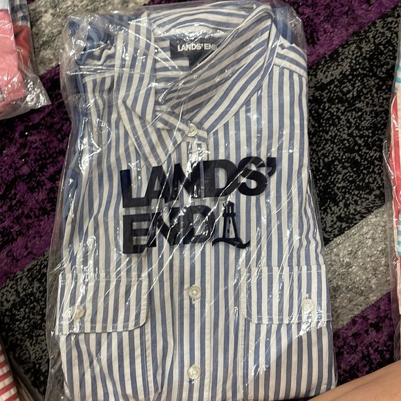 Lands' End Women's Tall Cotton Denim Button Front Long Sleeve Dress - Picture 6 of 7